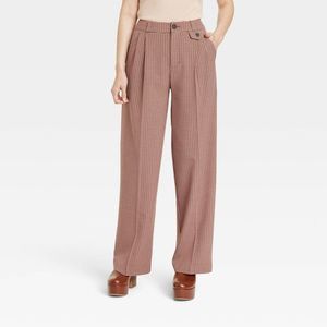 Women's High-Rise Relaxed Fit Full Length Baggy Wide Leg Trousers - A New D